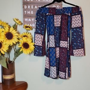 OFF-THE-SHOULDER PATCHWORK DRESS